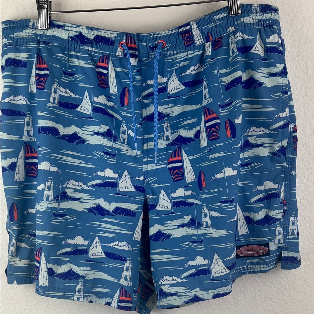 Vineyard Vines Men's Blue Nautical Swim Shorts Size Large